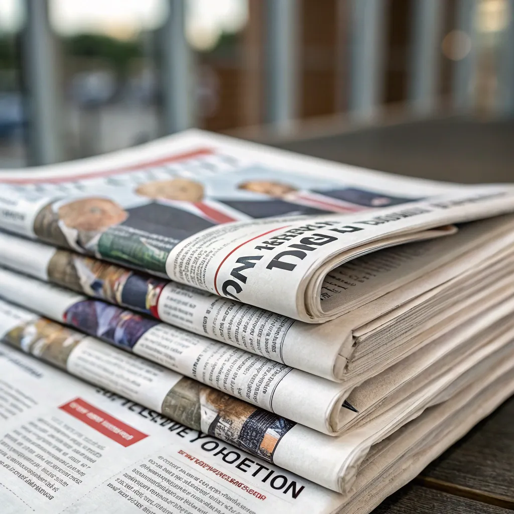 A stack of newspapers with a focus on politics